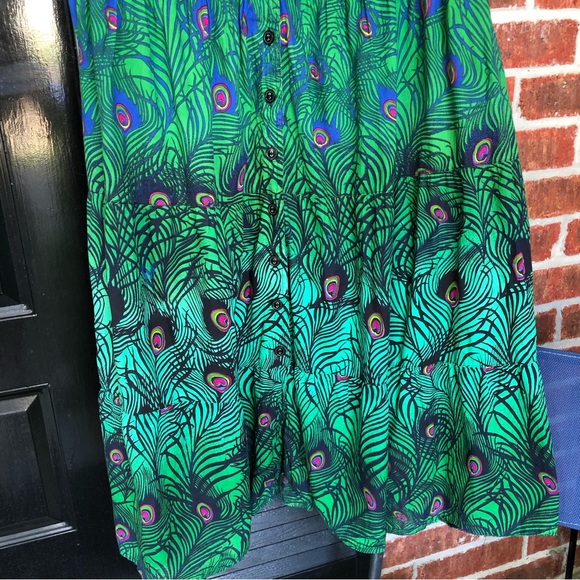 Phool Tiered Peacock Design MIDI Dress 1X - Picture 3 of 7